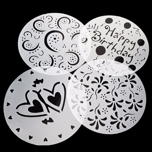4pcs Powder Sugar Confectioner Sift Stencil for Cake Decoration