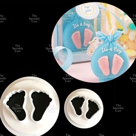 2pcs Baby Feet Plastic Cutter and Marker for Cake Decoration and DIY Crafts Tool TSC