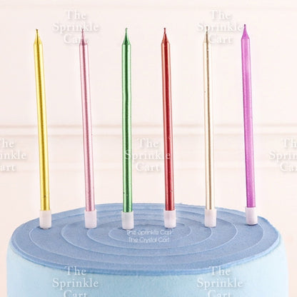 Metallic Long Straight Candle Happy Birthday Cake Party Supplies