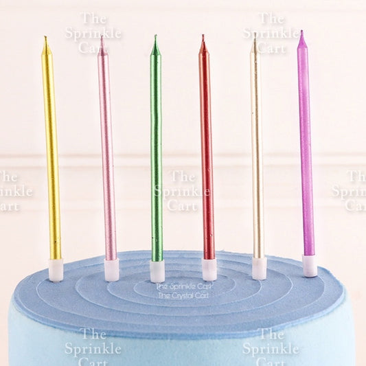 Metallic Long Straight Candle Happy Birthday Cake Party Supplies