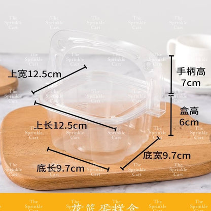 10pcs Transparent Square w/ Handle Dessert Plastic Container Takeout Packaging TSC