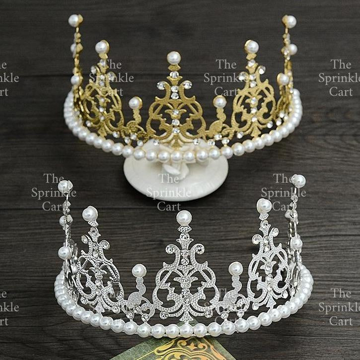 Crown Cake Topper Princess Birthday Celebration Queen Gold Silver