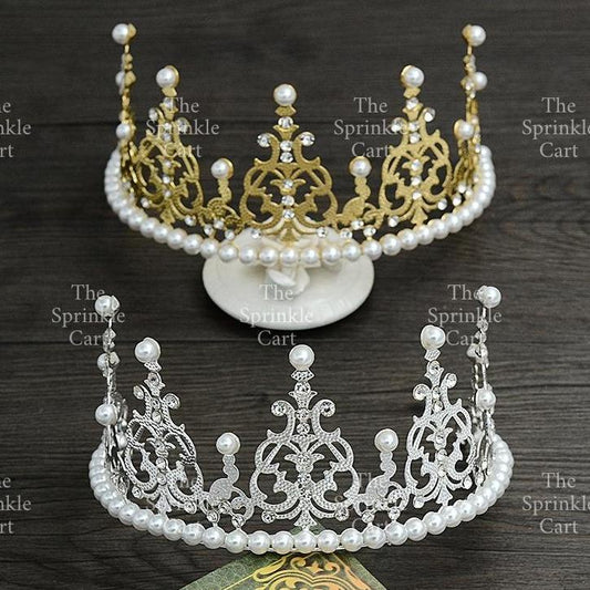 Crown Cake Topper Princess Birthday Celebration Queen Gold Silver