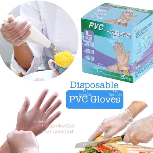 20pcs Disposable PVC Gloves Foodgrade Powder-free Rubber Protective Gloves for Baking and Household Use TSC