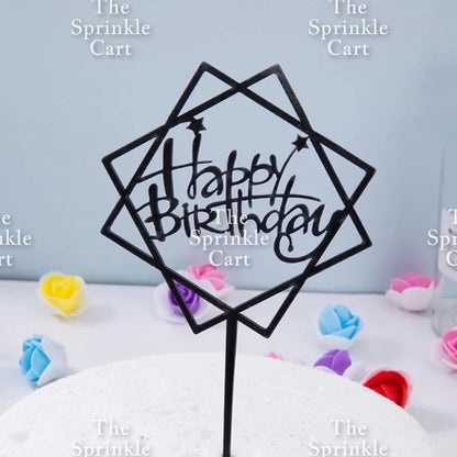 Acrylic Glitter Paper Happy Birthday Mr & Mrs Girl Boy Cake Topper Party Supplies