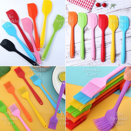 1-pc Non-Stick Random Color Silicone Spatula and Brush for Baking Cooking Heat Resistant