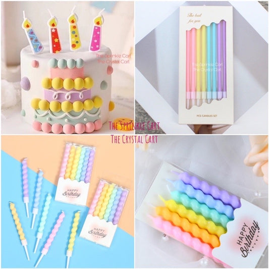 Assorted Color Pastel Macaron Candle for Birthday Cake Use TSC
