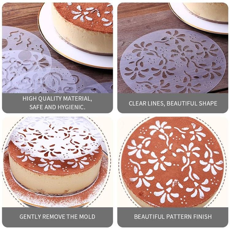 4pcs Powder Sugar Confectioner Sift Stencil for Cake Decoration