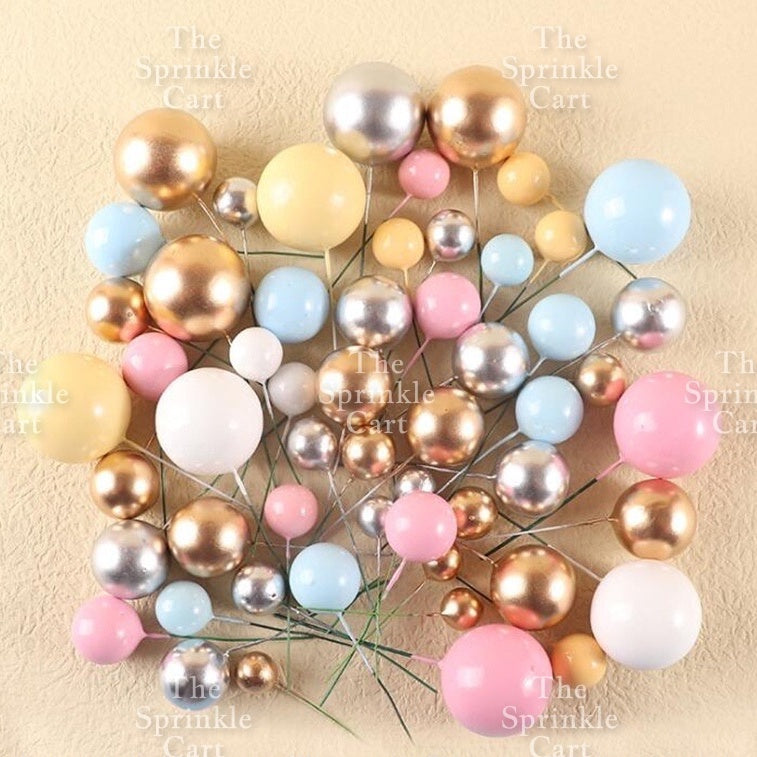 Balls Cake Topper Gold Silver White Pink Blue Yellow Decoration Birthday Swirl Ball Spiral Ball