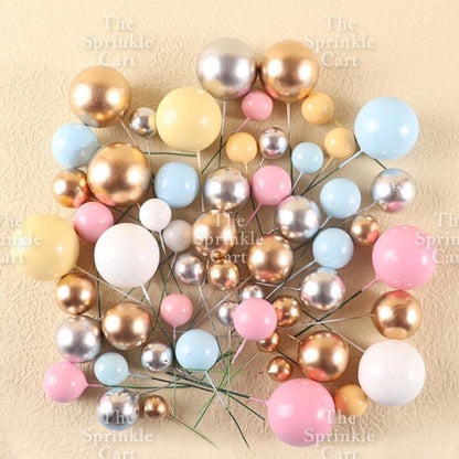 Balls Cake Topper Gold Silver White Pink Blue Yellow Decoration Birthday Swirl Ball Spiral Ball