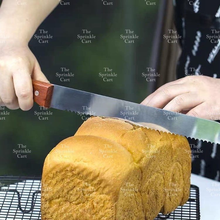1-piece Serrated Bread Cake Knife Stainless Steel Wooden Handle TSC