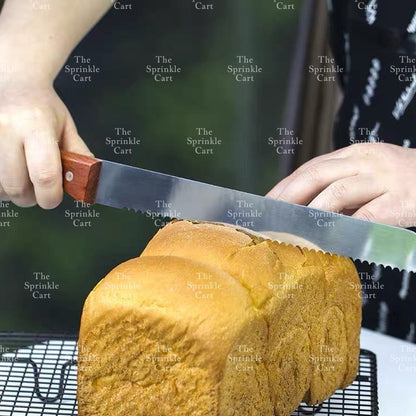 1-piece Serrated Bread Cake Knife Stainless Steel Wooden Handle TSC
