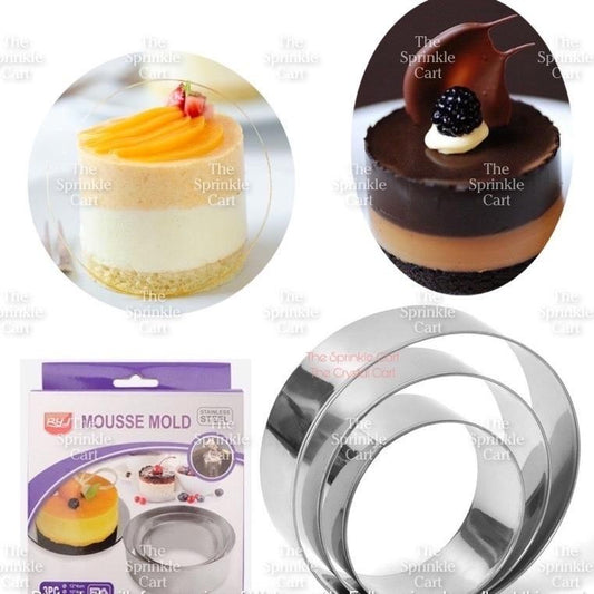 3pcs Stainless Mousse Ring Molder 3/4/5 inches Cake Holder TSC