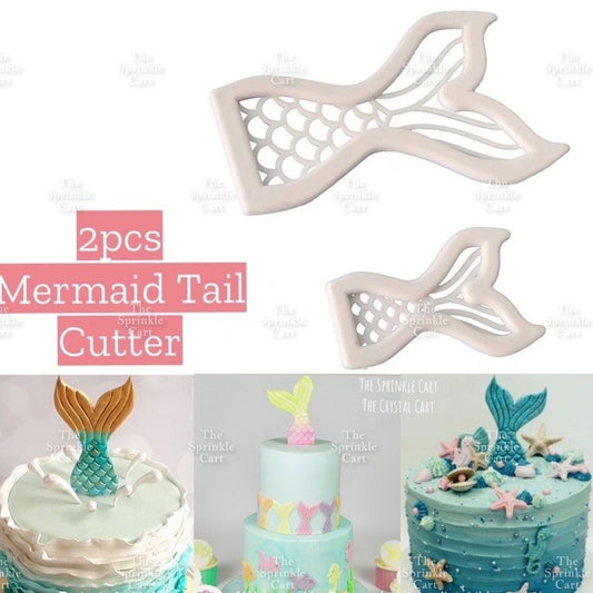 2pcs Plastic Mermaid Tail Fondant Cookie Cutter Molder for Cake Decoration and Pastry Use TSC