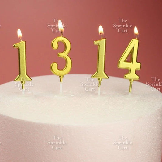 Number Candle for Birthday Cake Decor Party Supplies Gold 0-9