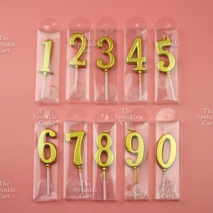Number Candle for Birthday Cake Decor Party Supplies Gold 0-9