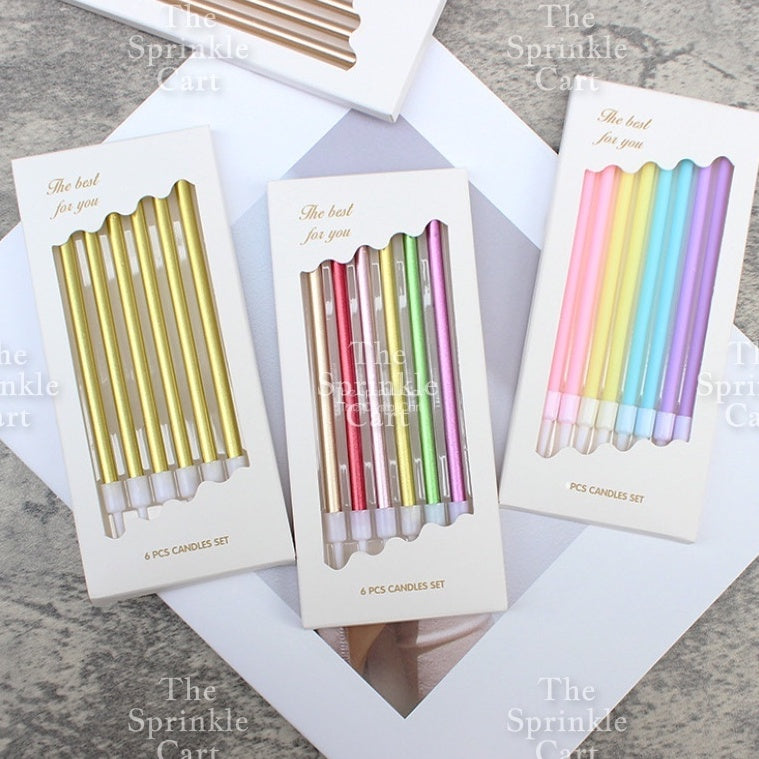 Metallic Long Straight Candle Happy Birthday Cake Party Supplies