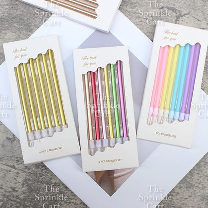 Metallic Long Straight Candle Happy Birthday Cake Party Supplies