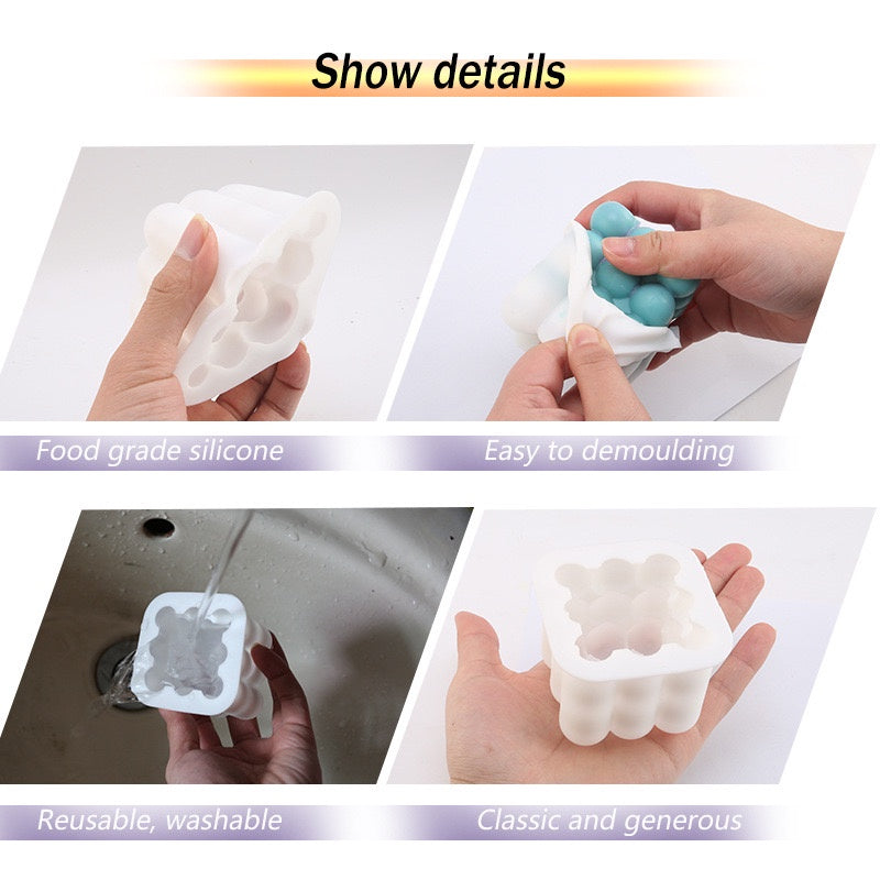 Bubble Cube Silicone Molder for Baking Use and DIY Candle Resin Crafting Tool TSC