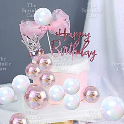 Balls Cake Topper Gold Silver White Pink Blue Yellow Decoration Birthday Swirl Ball Spiral Ball