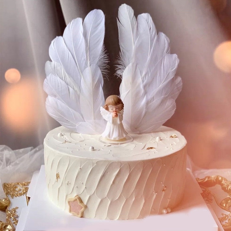 Angel Cake Topper Happy Christening Baptism Moon Baby Wings Cake Topper Decoration Baby Theme