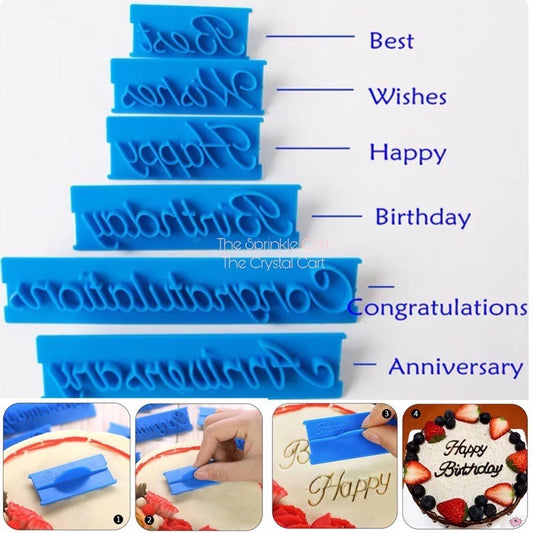 6pcs Handwriting Letter Stamp Guide Tool for Fondant Gum Paste and DIY Clay Crafts TSC