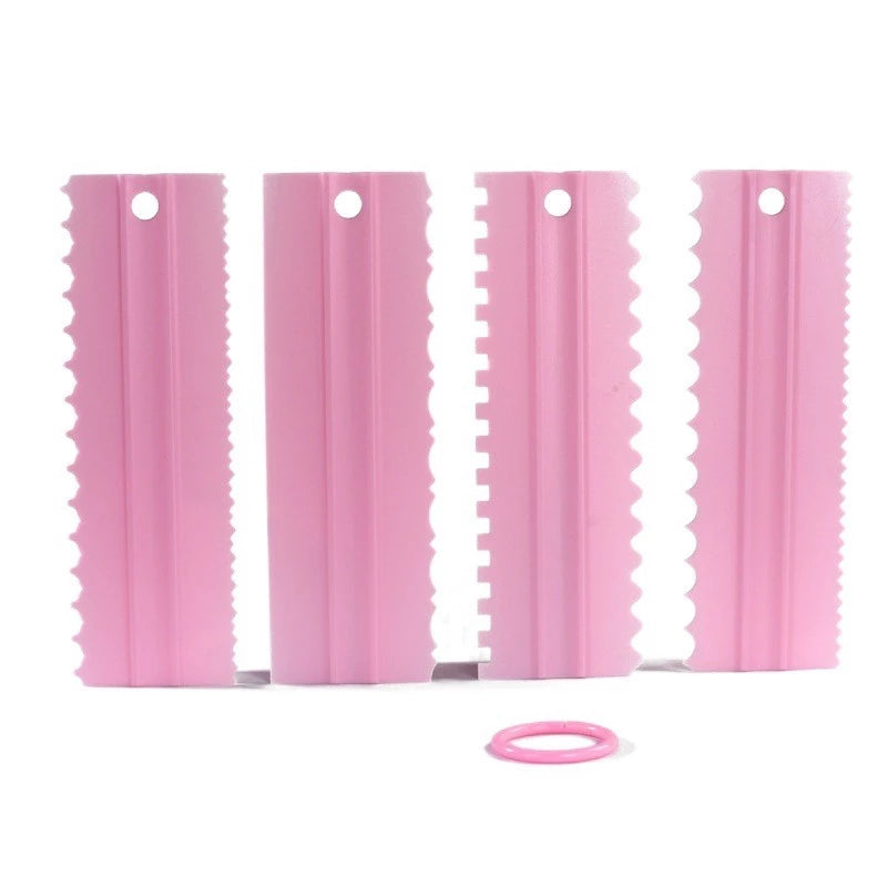 4pcs Cake Decorating Comb Smoother Scraper for Icing