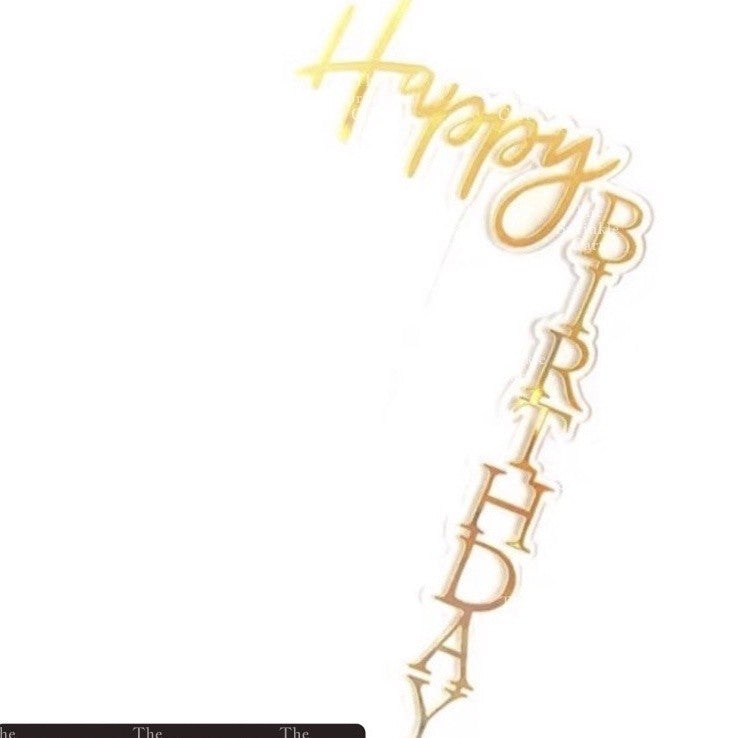 Right Angle Acrylic Happy Birthday Cake Topper TSC