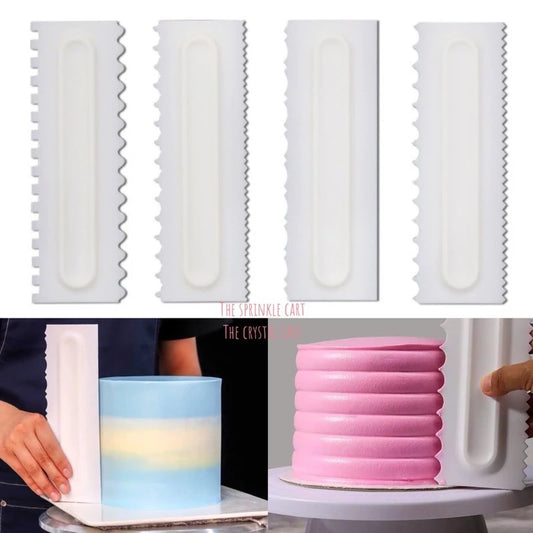 4pcs Cake Decorating Comb Smoother Scraper for Icing