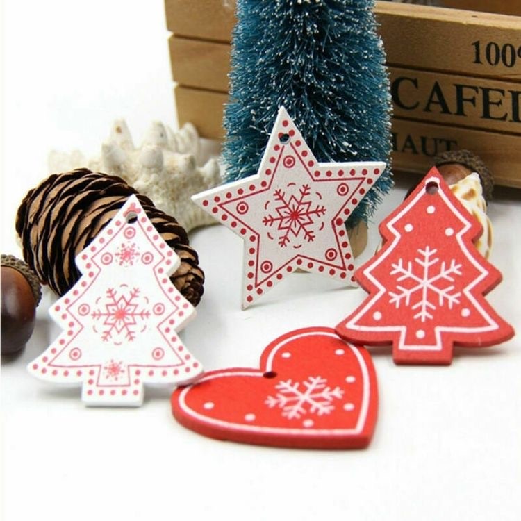 5pcs Wooden Christmas Hanging Ornament for Christmas Tree Decoration TSC