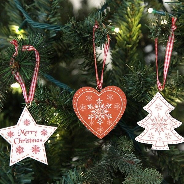 5pcs Wooden Christmas Hanging Ornament for Christmas Tree Decoration TSC
