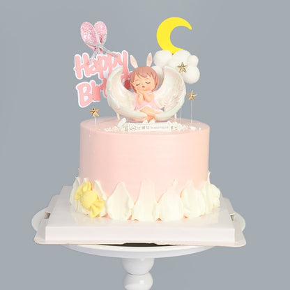 Angel Cake Topper Happy Christening Baptism Moon Baby Wings Cake Topper Decoration Baby Theme