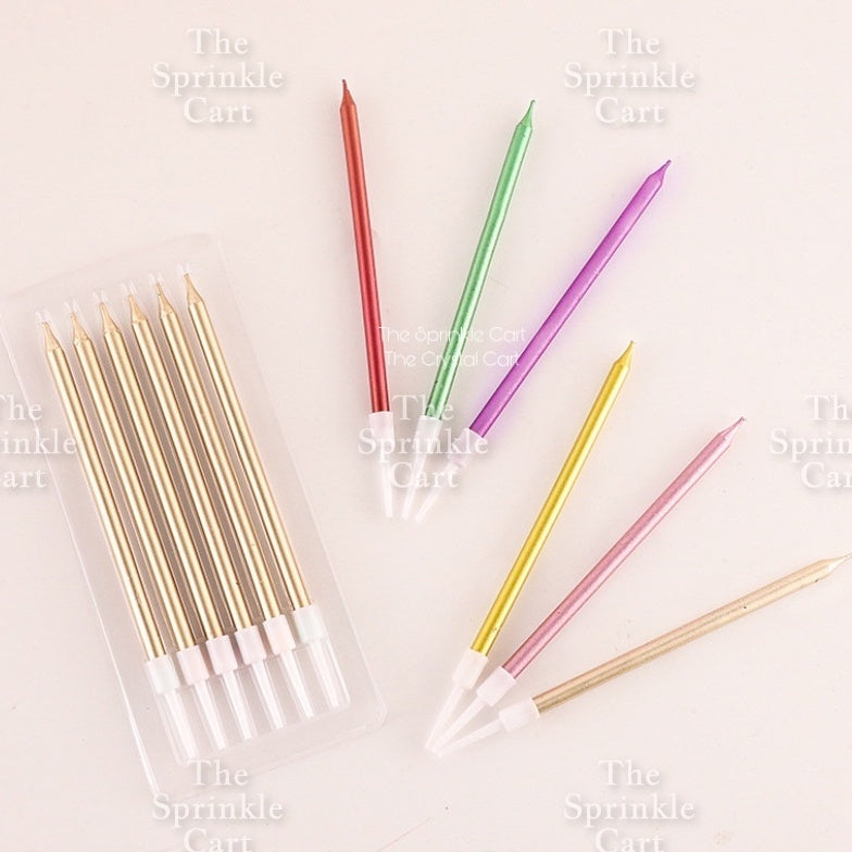 Metallic Long Straight Candle Happy Birthday Cake Party Supplies