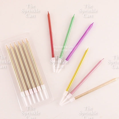 Metallic Long Straight Candle Happy Birthday Cake Party Supplies