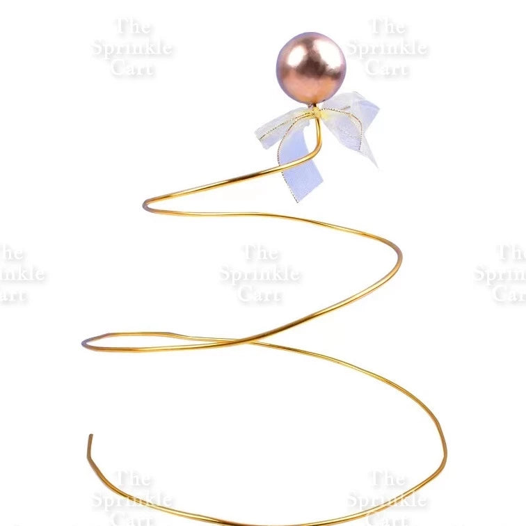 Balls Cake Topper Gold Silver White Pink Blue Yellow Decoration Birthday Swirl Ball Spiral Ball