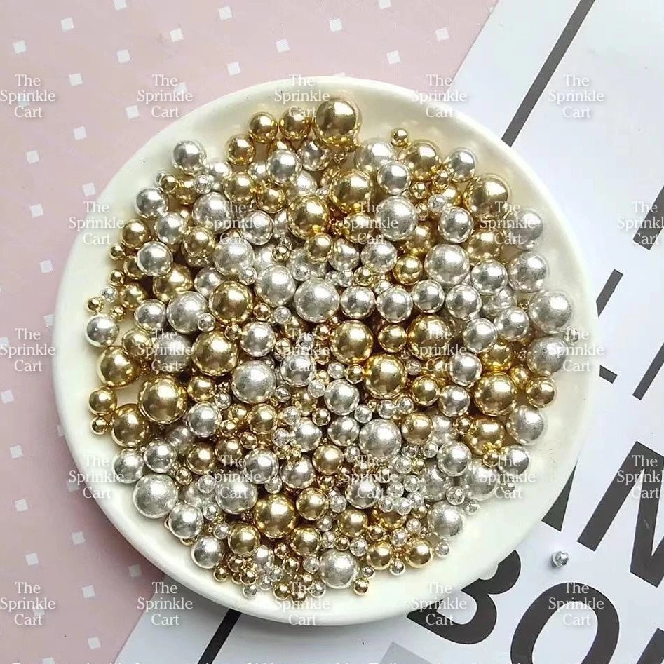 Edible Sprinkle Dragees Luxe Series Metallic Gold Rosegold Matte Pastel 50grams Decoration