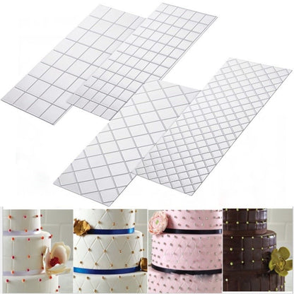 4pcs set Lattice Texture Mat Imprint Fondant Stencil Border Embosser Grid Swirl Pattern TSC