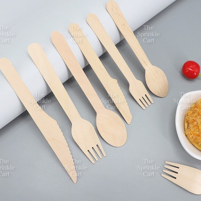 Wooden and Plastic Disposable Food Utensil Spoon Fork Knife Picks Barbeque Stick for Party Use TSC