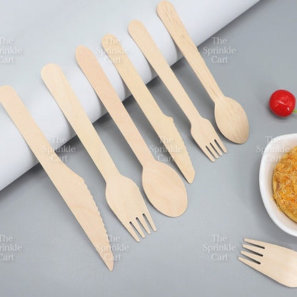 Wooden and Plastic Disposable Food Utensil Spoon Fork Knife Picks Barbeque Stick for Party Use TSC