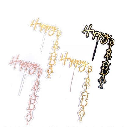 Right Angle Acrylic Happy Birthday Cake Topper TSC