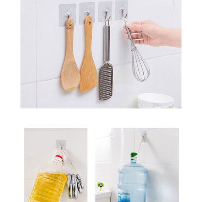 Self Adhesive Transparent Plastic Wall Hook Nail-Free Non-trace TSC