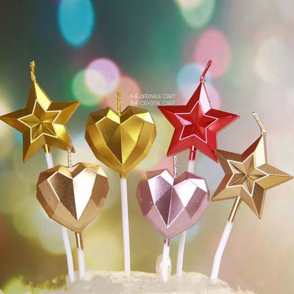 Metallic Color Candle Heart Star Shape for Birthday Party Supplies TSC
