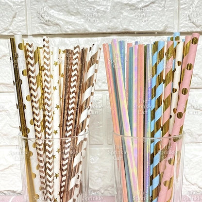 Drinking Paper Straw Metallic Gold Colorful Individually Wrapped Boba Plastic Straw TSC