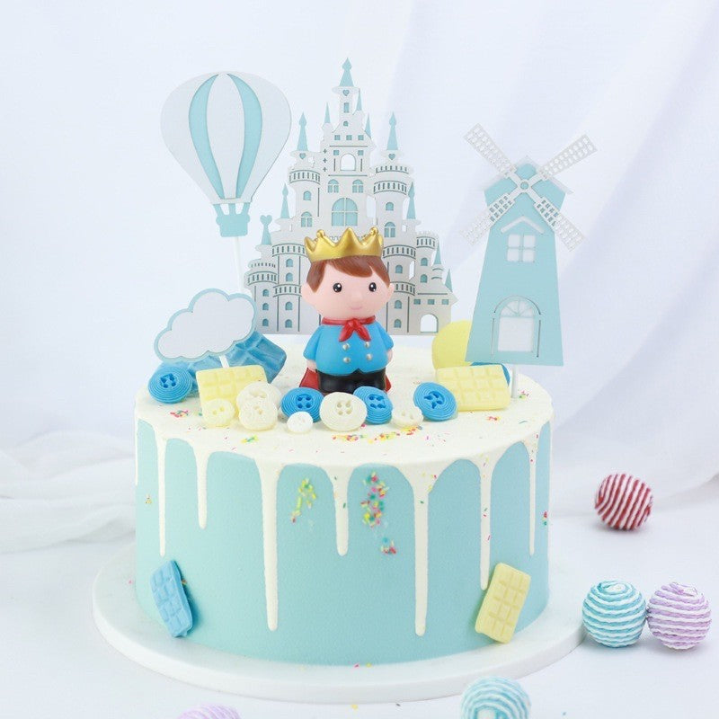 Castle Prince Princess Baby Cake Toy Acrylic and Paper Topper Decoration TSC