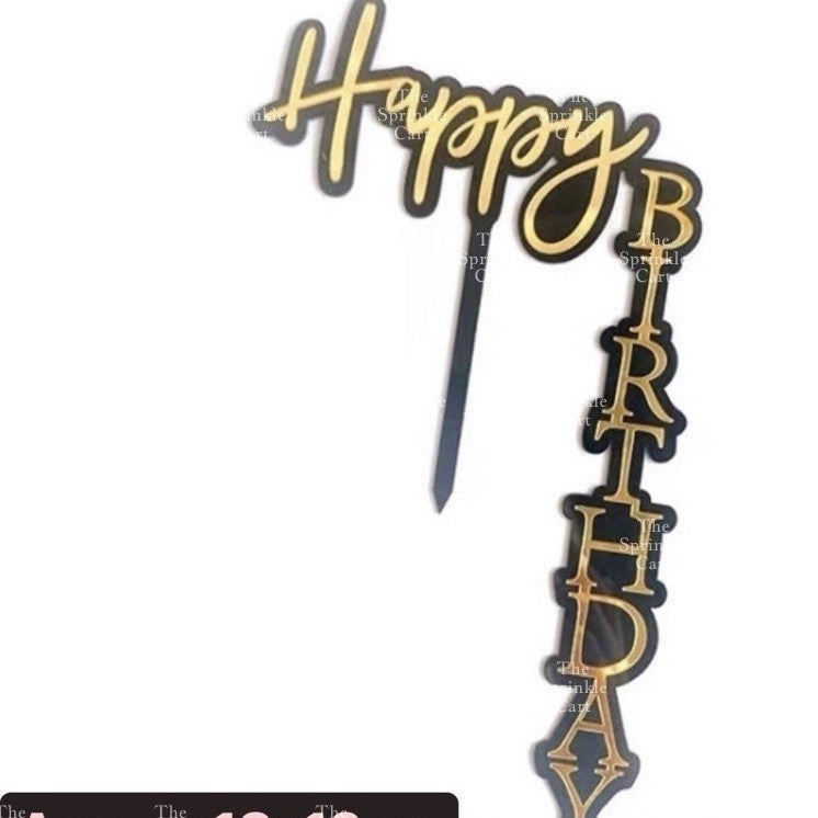 Right Angle Acrylic Happy Birthday Cake Topper TSC
