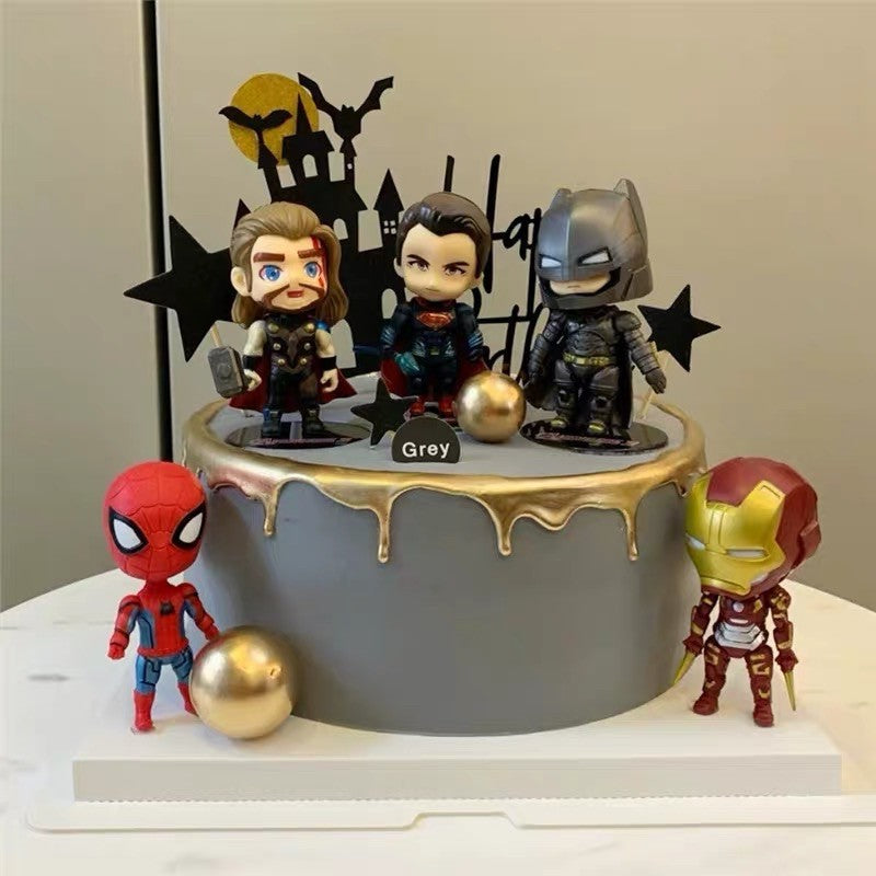 Superhero League  and Transportation Vehicle Boy Theme Cake Toy Topper Decoration TSC