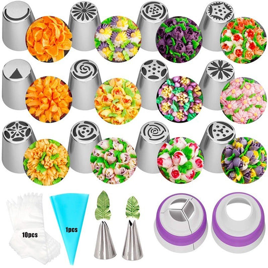 27pcs Set Russian Piping Tip XL Floral Leaf Nozzle for Cake Cupcake Decoration TSC