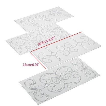 4pcs set Lattice Texture Mat Imprint Fondant Stencil Border Embosser Grid Swirl Pattern TSC