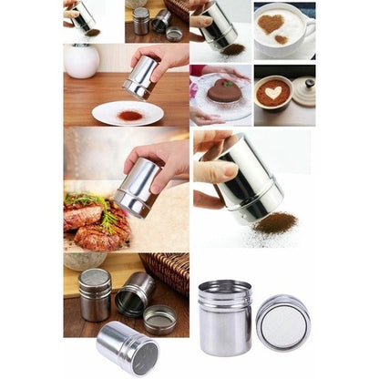 Stainless Steel Chocolate Shaker with Lid Confectionery Sugar Cocoa Sifter Strainer for Coffee and Cake Decoration TSC