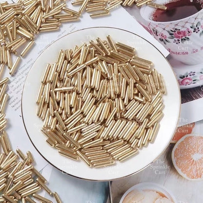 Edible Sprinkle Dragees Luxe Series Metallic Gold Rosegold Matte Pastel 50grams Decoration